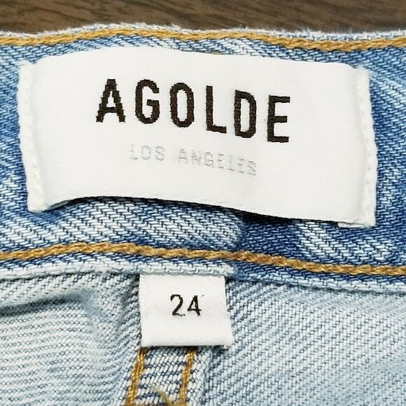 Agolde Criss Cross Jeans Women's Size 24 Light Wash Denim Button Fly (26×28) - Picture 5 of 6